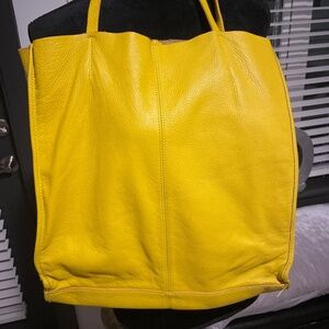 Genuine Leather Yellow Tote 16x14  and 7in handle